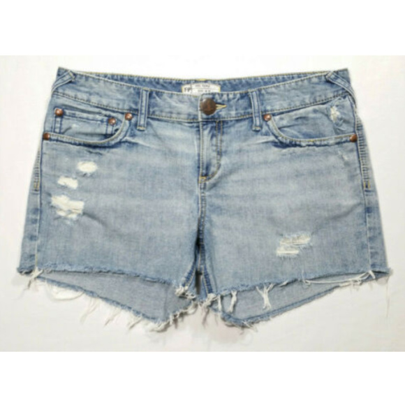 FREE PEOPLE Jean Shorts Destroyed Frayed Hems 2289 - Picture 1 of 8